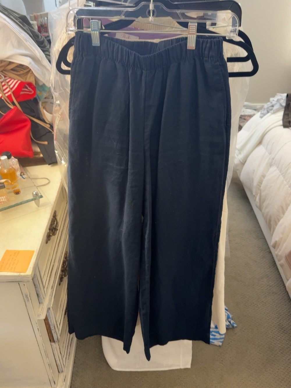 H&M Navy Wide-Leg Elastic Waist Trousers
